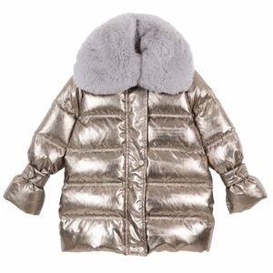 VELVETEEN • Thalia Metallic Removable Fur Hood Puffer Coat
